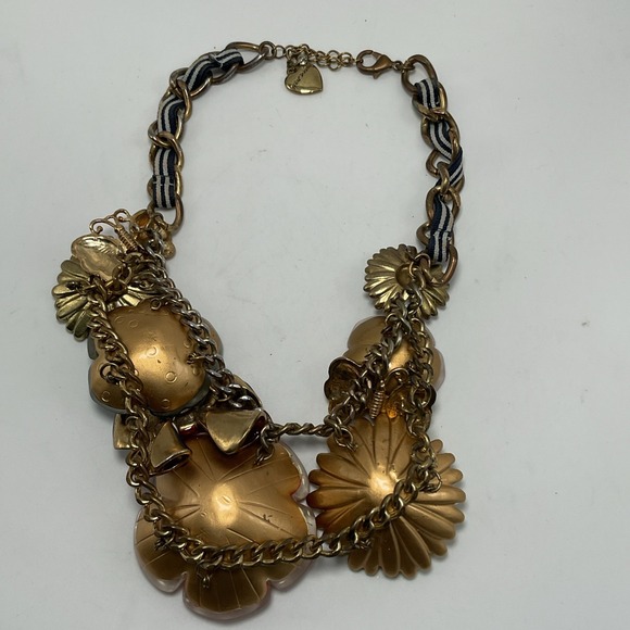 Betsey Johnson Yacht Club Lucite Flowers Rhinestone Necklace - Picture 12 of 15